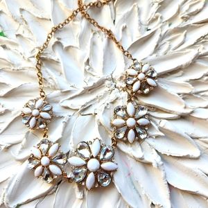 Floral Rhinestone Statement Nacklace, Goldtone, Adjustable Clasp